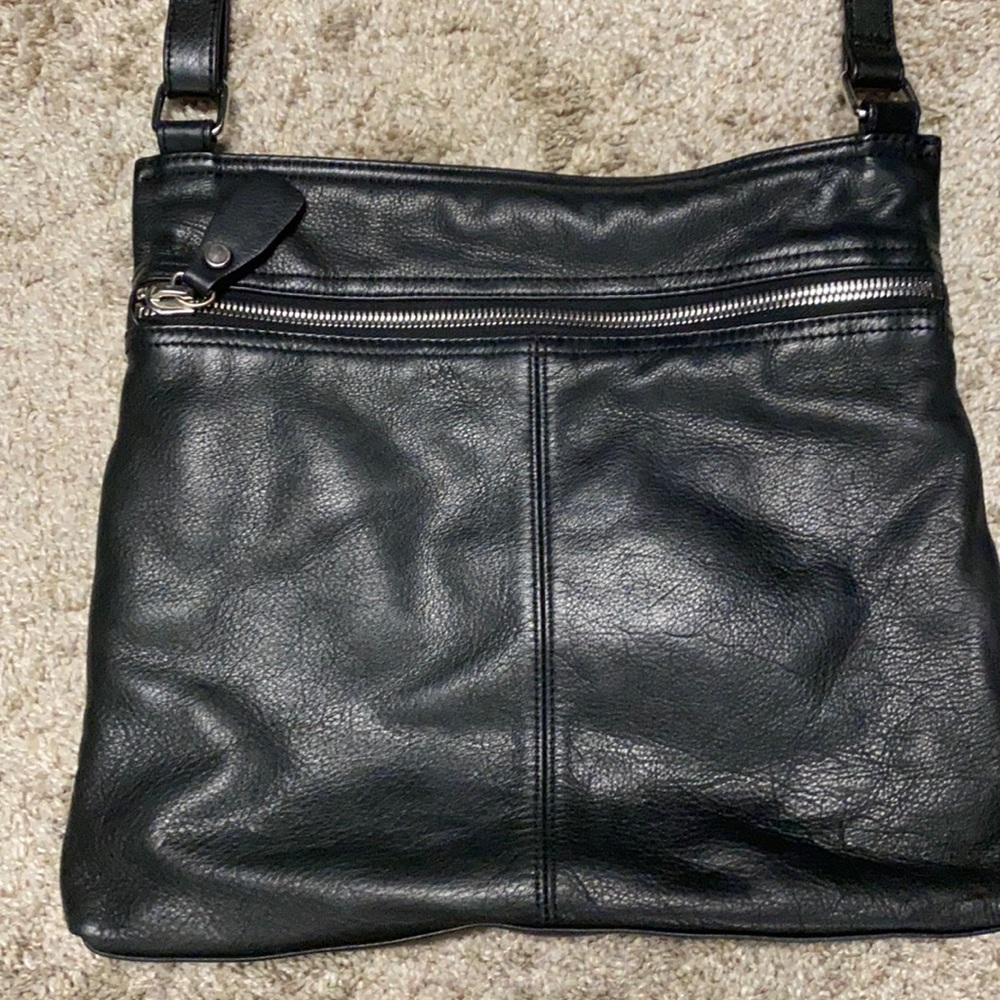 Black leather shoulder bag, like new